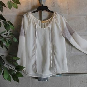 Vera Wang Sheer Top with Lace Detailing